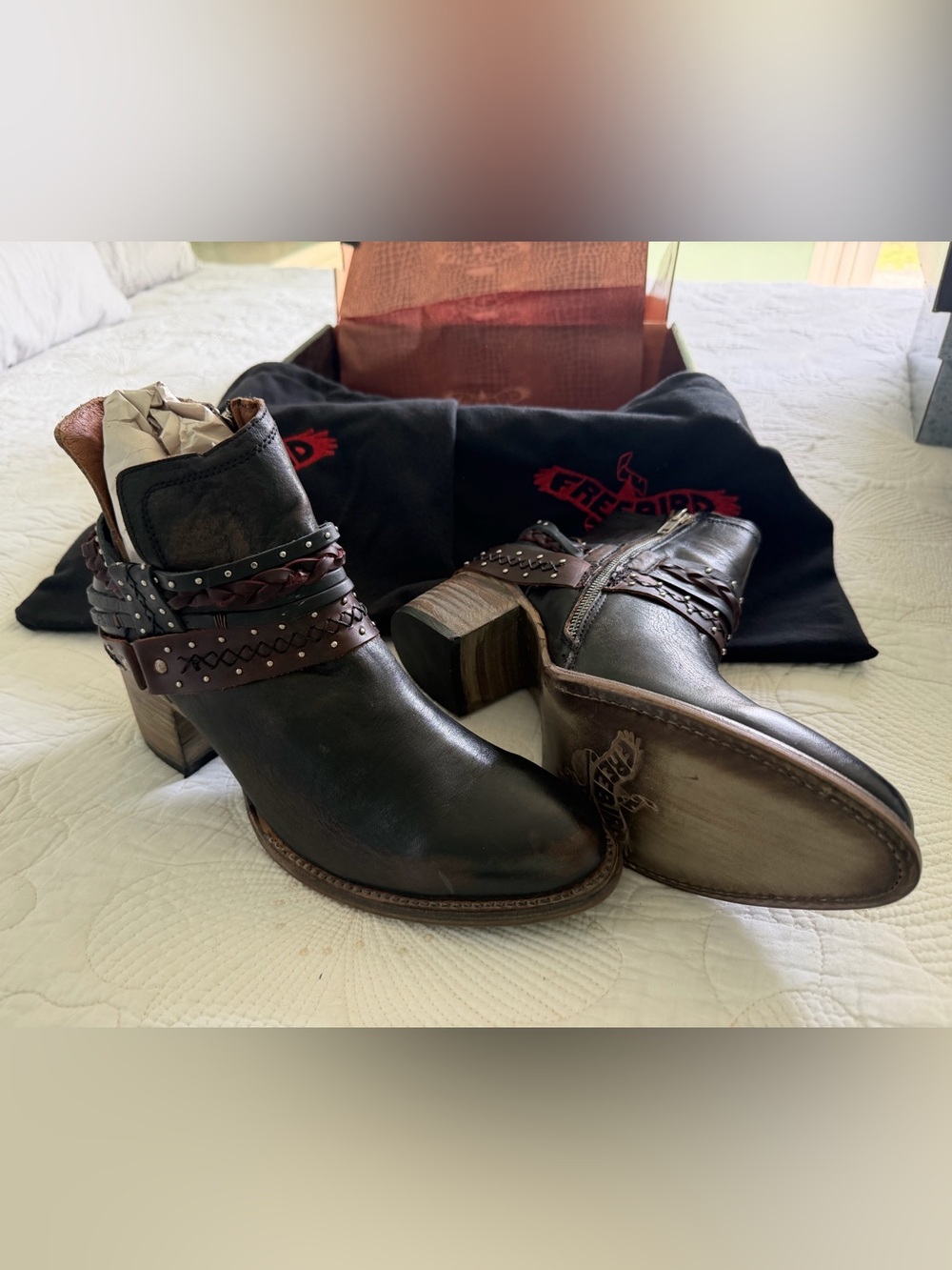 Freebird by Steven Black-Multi Leather  Ankle Booties